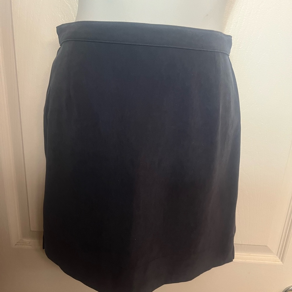 BCbG Max Azeris micro suede blue gray shirt skirt sz 4